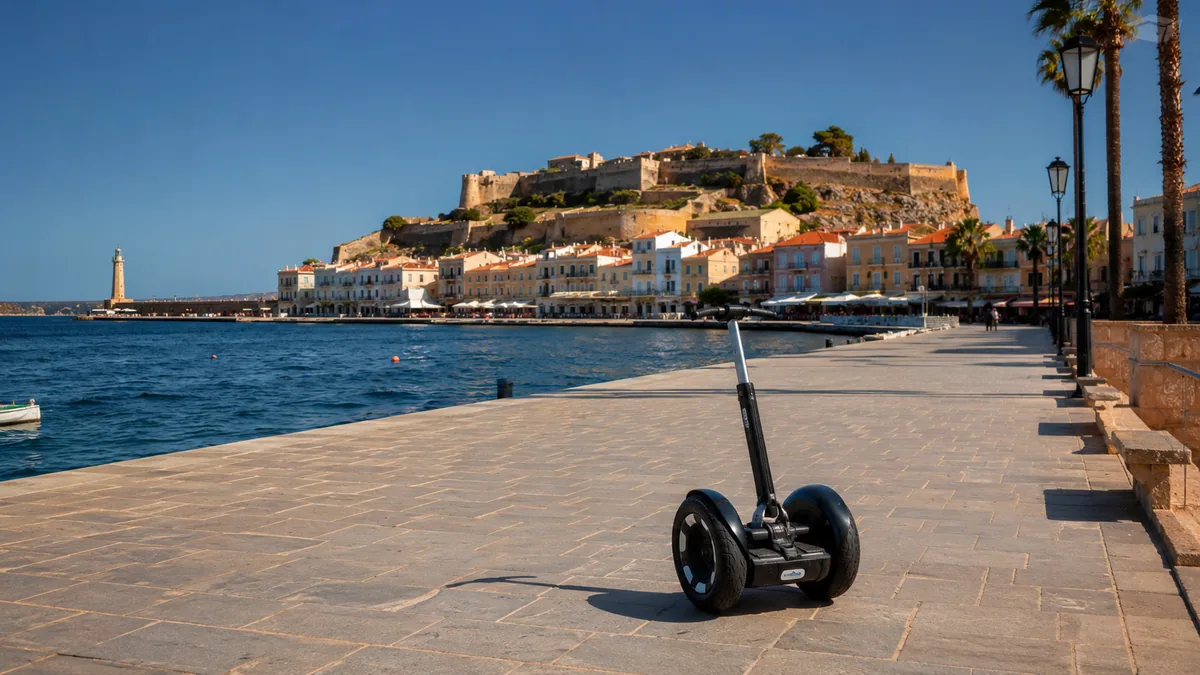 Eine Segway-Tour-Gruppe in der Altstadt von Rethymno